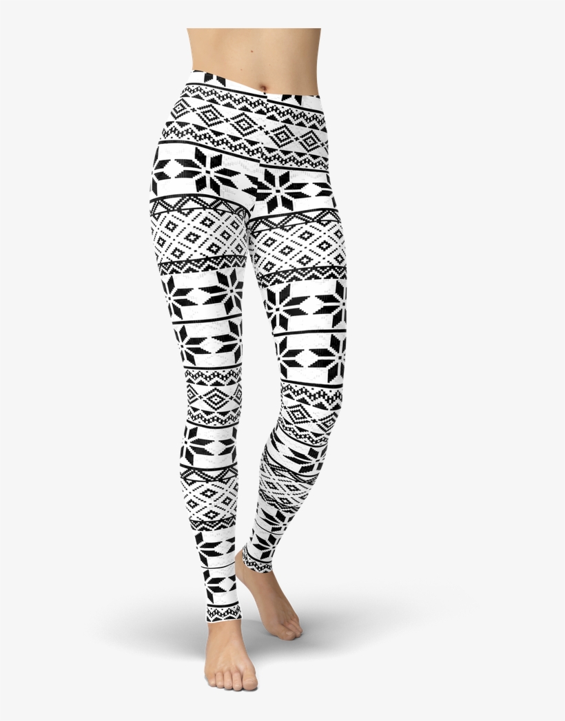 Black And White Snowflakes - Leggings, transparent png