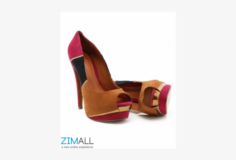 Colour Block Peep Toe Heels Insole Leather Pink - Basic Pump, transparent png