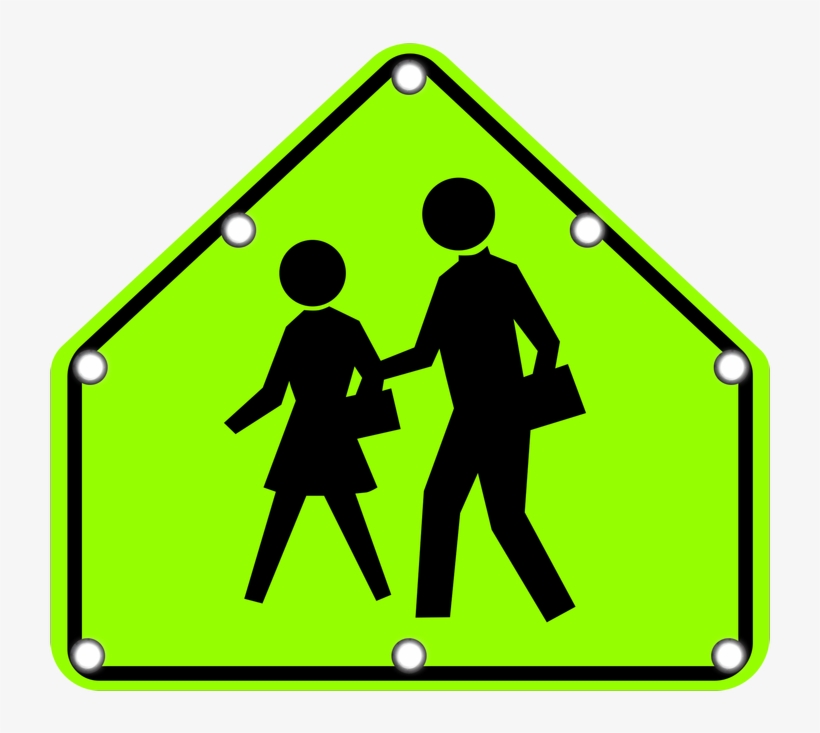 S1-1 Solar School Sign With 8 Blinking Led Light - Two People Walking Road Sign, transparent png