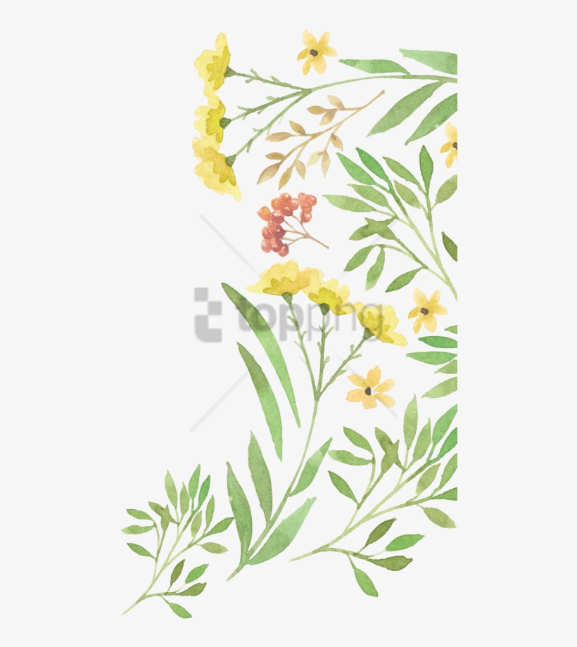Free Png Green Watercolour Flower Png Image With Transparent - Png Watercolor Yellow Flower Png, transparent png