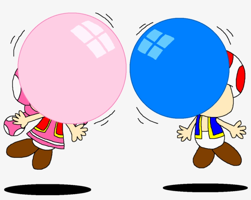 Toad And Toadette Blowing Bubble Gum Air By Pokegirlrules - Clip Art Blow Bubble Gum, transparent png