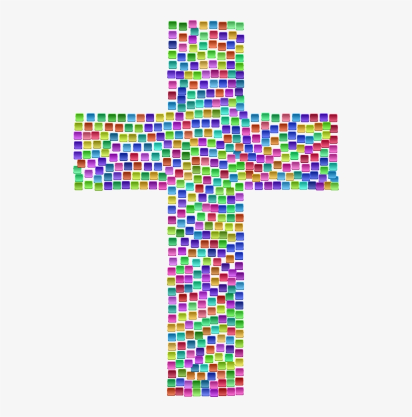 Mosaic Clipart Crucifix - Mosaic Drawing, transparent png