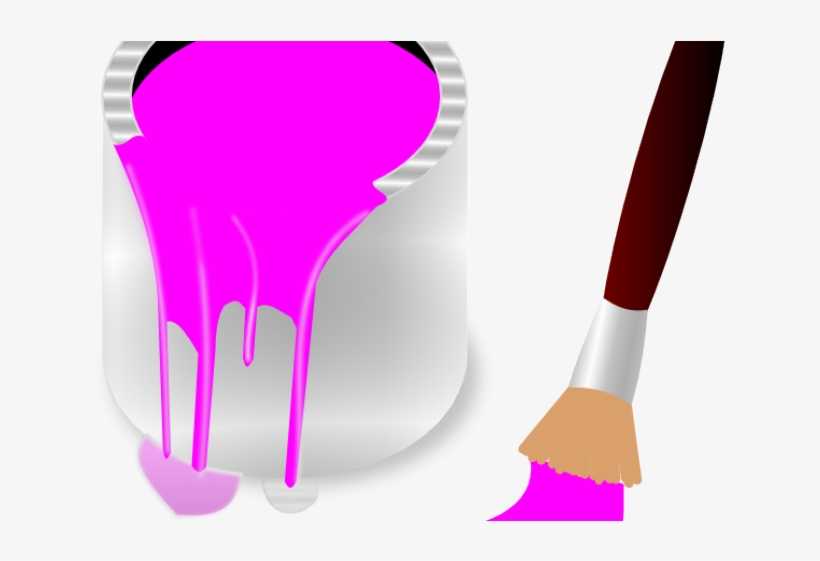 Paint Brush Clipart Colorful Paint - Pink Paint Brush Clip Art, transparent png