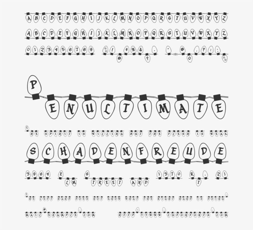 Christmas Lights Font Preview - Number, transparent png