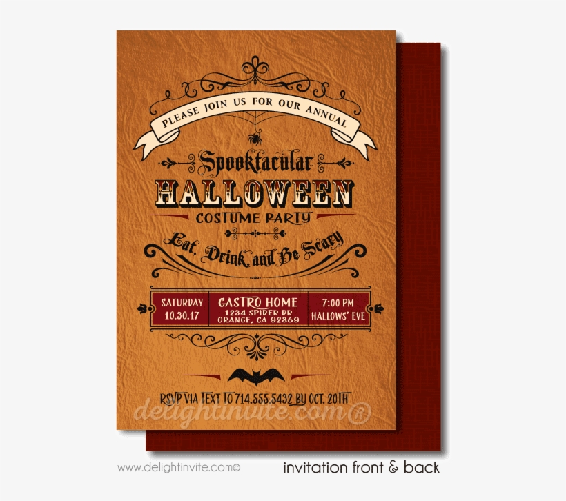 Vintage Halloween Cocktail Party Invitations, Eat, - Poster, transparent png