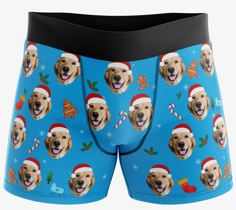 Santa Hat Dog - Board Short, transparent png