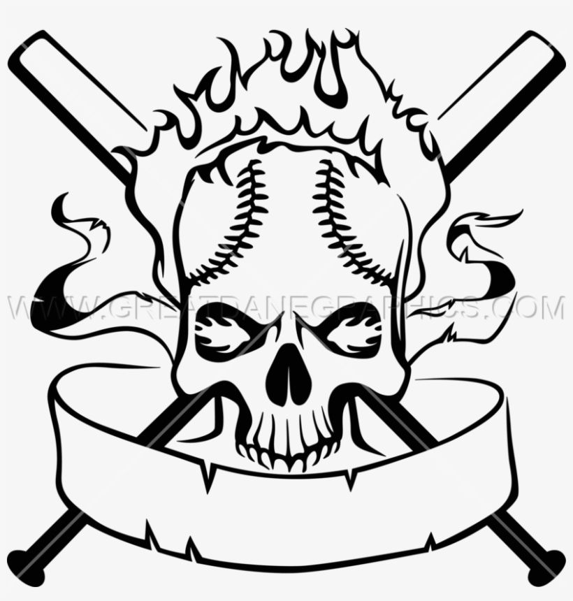 Skull Clipart Baseball - Skull Baseball Clipart, transparent png