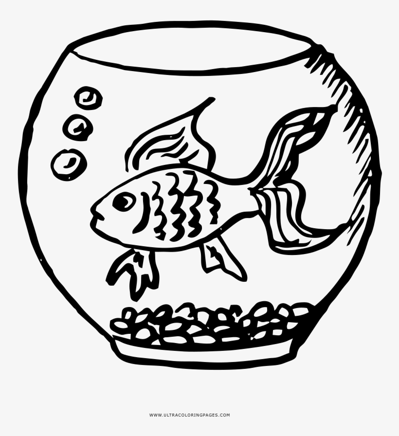 Fish Bowl Coloring Page - Illustration, transparent png