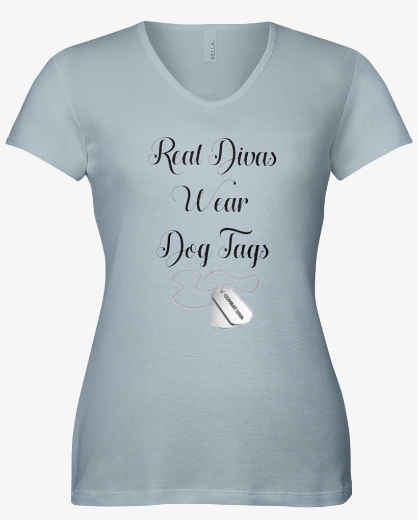 Real Divas Wear Dog Tags V Neck Fine Jersey T Shirt - Shirt, transparent png