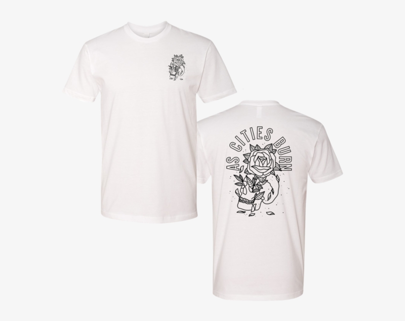 White Skull And Rose Tee - Active Shirt, transparent png