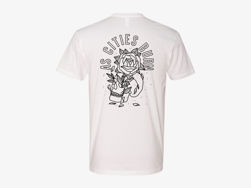 White Skull And Rose Tee, transparent png