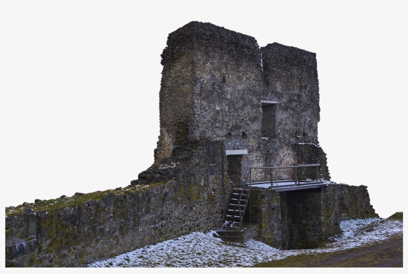 Castle, Ruin, View, Snow, Building, Wall, Castle - Pustý Hrad, transparent png