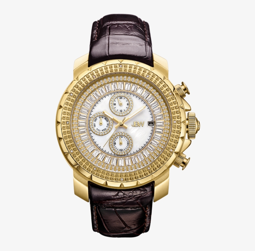 Jbw Titus J6347l A Gold Brown Leather Diamond - Silver Jbw Men's Jbw Watches, transparent png
