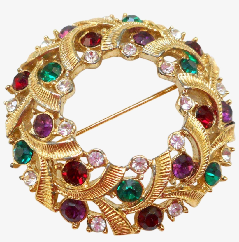 Vintage Authentic Swarovski Wreath Brooch Of Textured - Bracelet, transparent png
