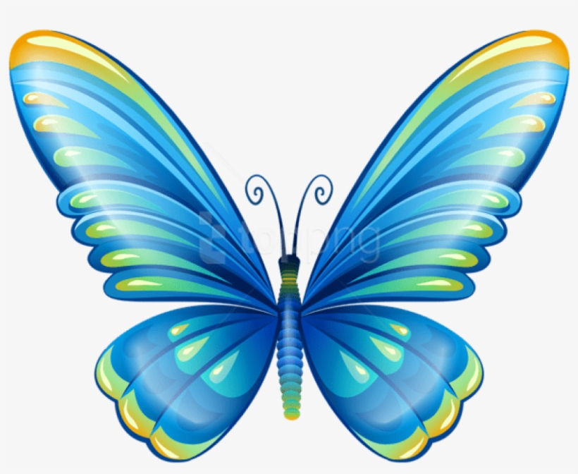 Free Png Download Large Art Blue Butterfly Clipart - Blue Butterfly Clipart Png, transparent png