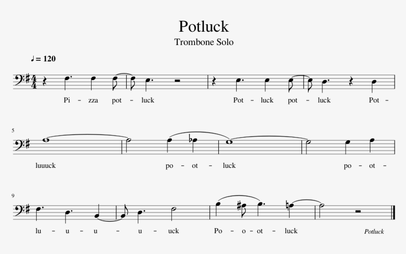 Steven Universe - Potluck - Trombone - Sheet Music, transparent png