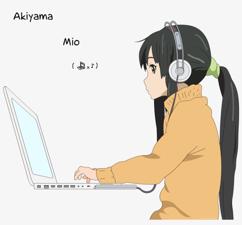 #akiyama Mio, #anime Girls, #k-on , #anime, #headphones, - Mio K On Computer, transparent png