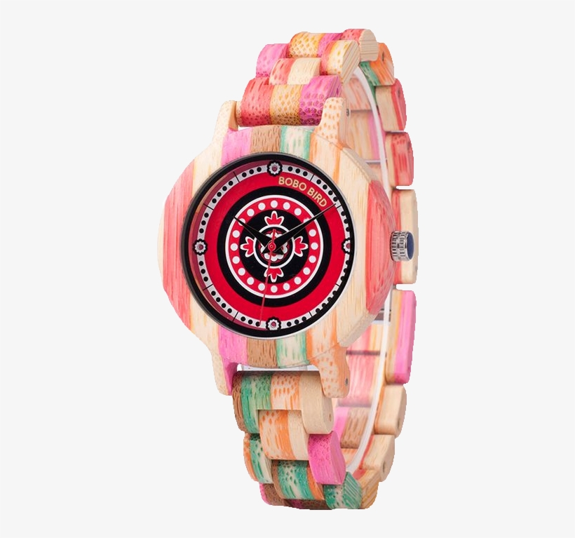 Colorful Bamboo Wood Watch With Dial Face - Watch, transparent png