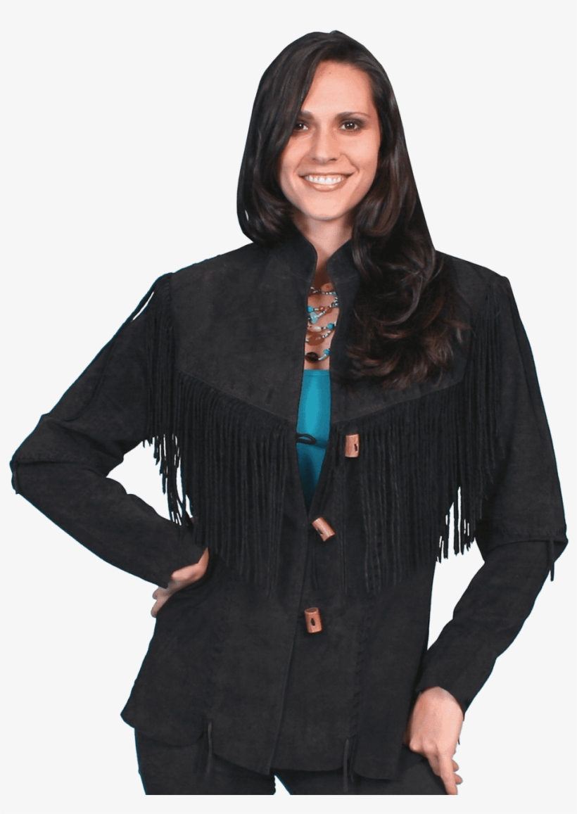 Women's Fringe Suede Leather Jacket By Scully - Coat, transparent png