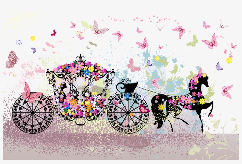 Butterfly Photography Carriage Stock Wedding Flowers - Flower Horse Carriage, transparent png