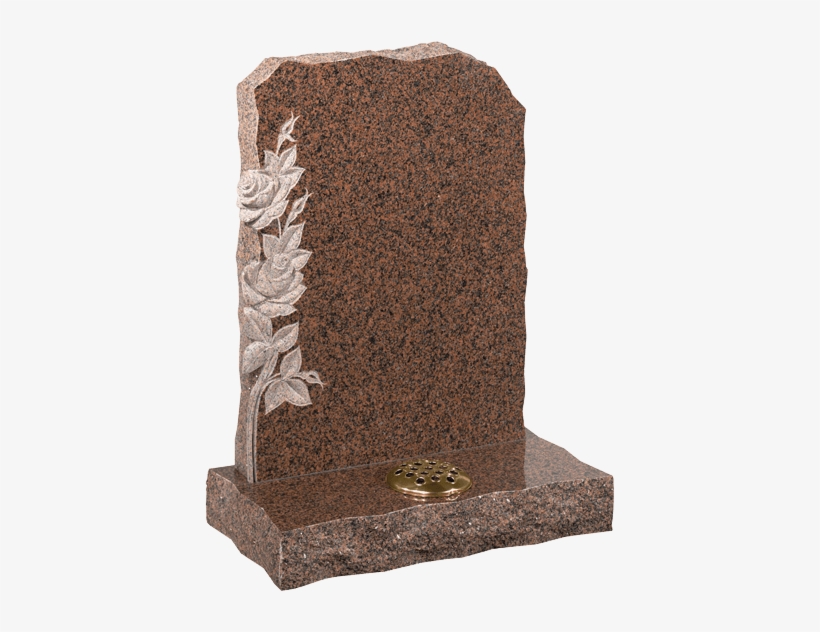 Rustic Shaped Headstone With Roses - Headstone, transparent png