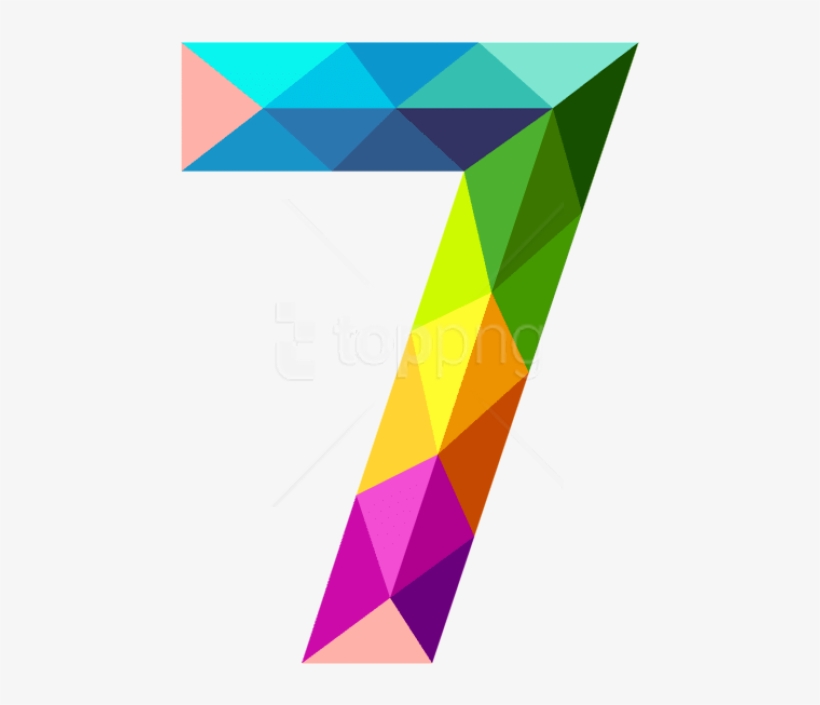 Free Png Download Colourful Triangles Number Seven - Clip Art Number 7, transparent png