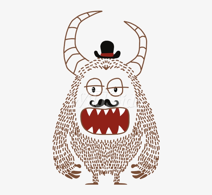 Monster With Mustache And Hat - Illustration, transparent png