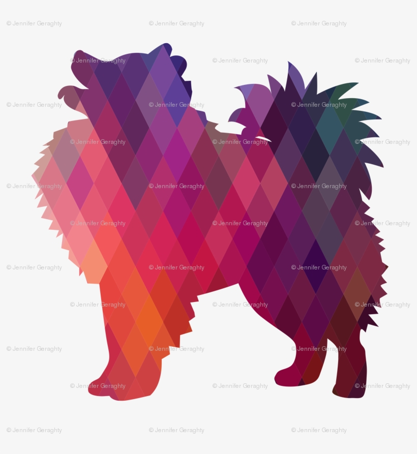 American Eskimo Dog Geometric Pattern Silhouette Pink - American Eskimo Dog Silhouette, transparent png