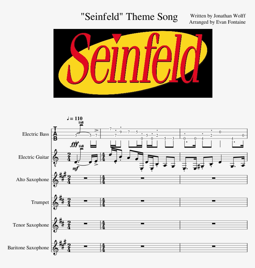 "seinfeld" Theme Song Sheet Music Composed By Written - Seinfeld Season, transparent png