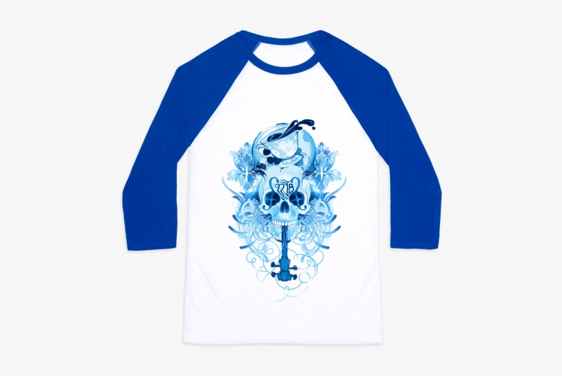 221b Watercolor Sherlock Skull Baseball Tee - Those Of Wit And Learning Will Always Find Their Kind, transparent png