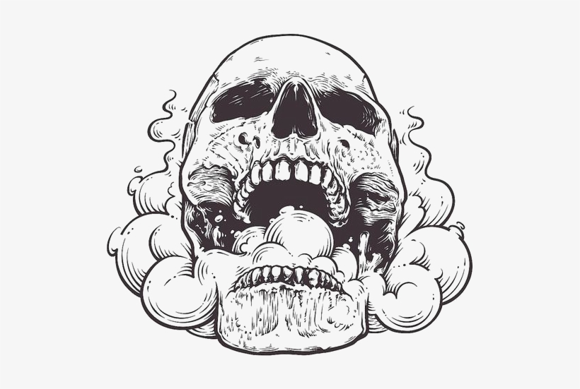 Hand Painted Skulls Transprent Png Free Download - Skull Open Mouth Drawing, transparent png