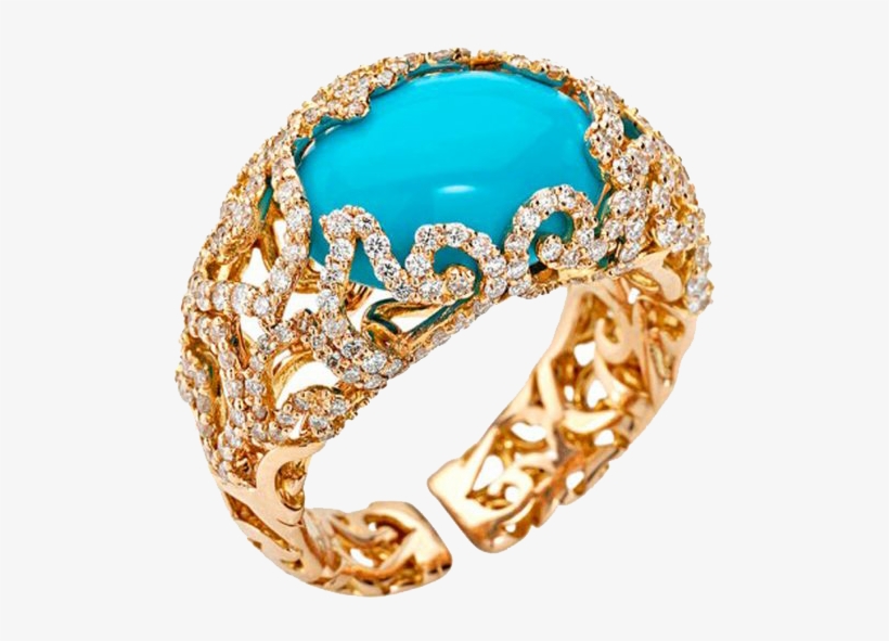 Gold Rings Png Mart - Turquoise Diamond Ring, transparent png