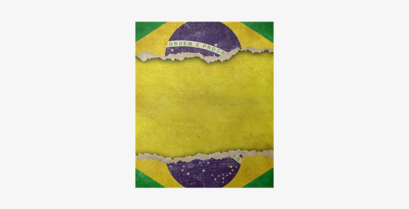 Torn Cardboard Or Old Teared Paper Grunge Brazil Flag - Brazil Flag, transparent png