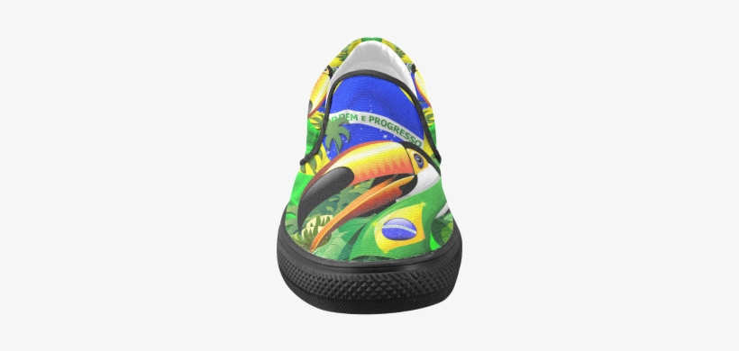 Brazil Flag With Toco Toucan Women's Unusual Slip-on - Toco Toucan With Brazil Flag Art Print - Mini By Bluedarkart, transparent png