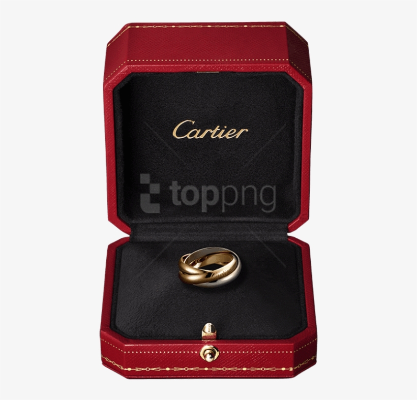 Gold Ring In Luxury Red Box - Cartier Trinity Ring, transparent png
