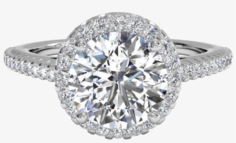 Real Gem Jewelers Exceptional Jewelry Exclusive Brands - Ritani French-set Halo Diamond Band Engagement Ring, transparent png