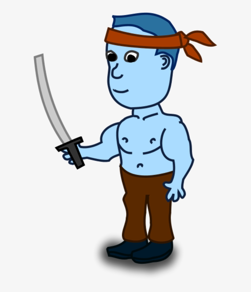 Man Holding Sword And Wearing Head Band - Person With A Sword, transparent png