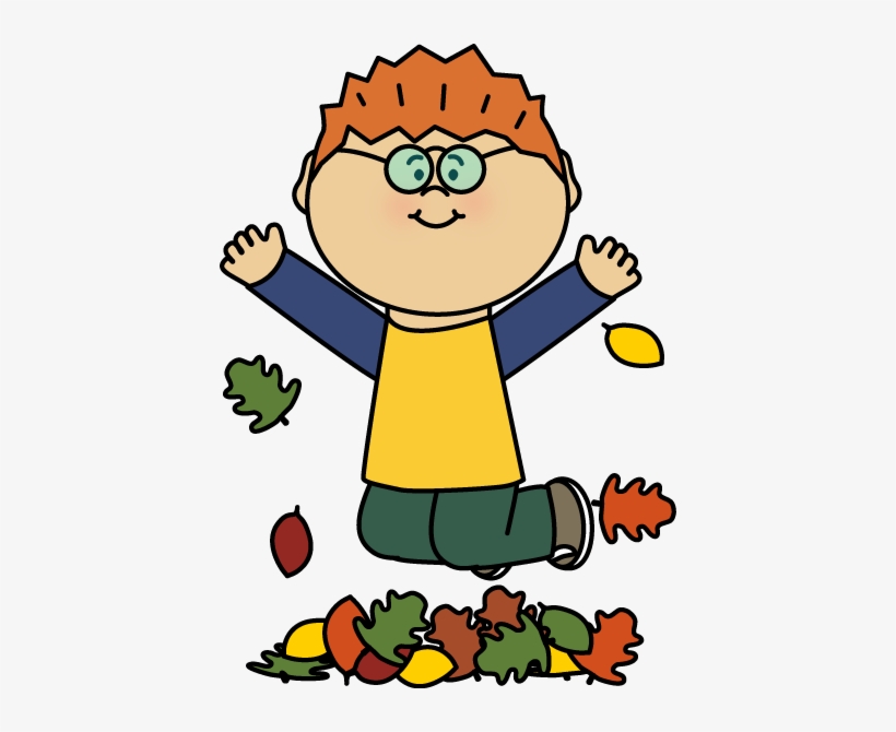 Boy Jumping In Leaves Clipart - Jumping In Leaves Clipart, transparent png