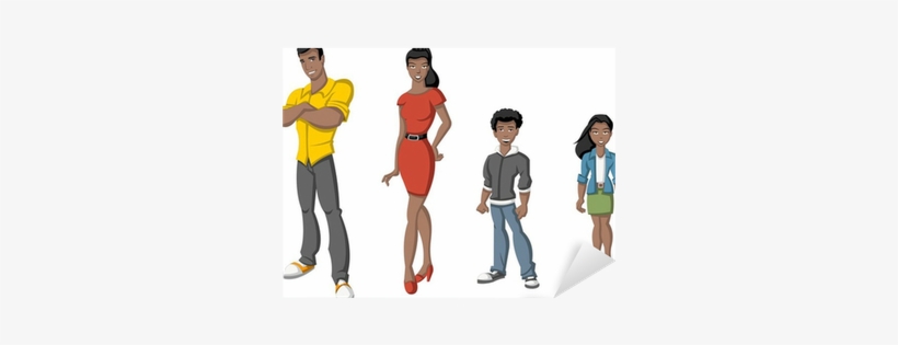Happy Cartoon African Family - Balck Family Clipart, transparent png