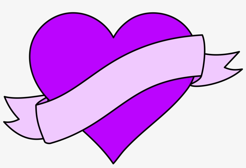 Heart With Ribbon Banner Image Free Stock - Heart With Banner Transparent, transparent png