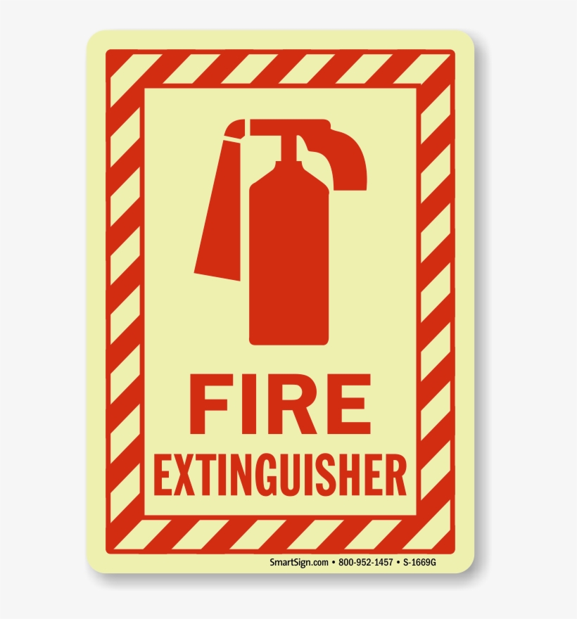 Glow In The Dark Fire Extinguisher Striped Border Sign - Fire Extinguisher Sign, transparent png