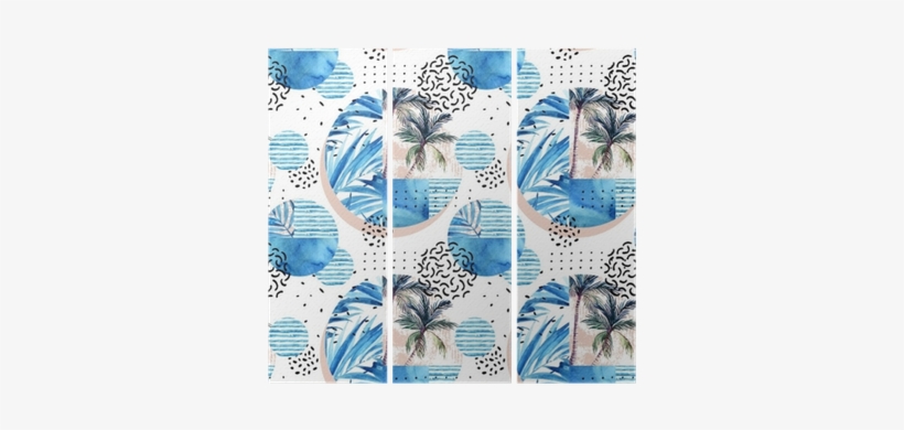 Watercolor Tropical Floral Geometric Shapes Seamless - Motif, transparent png