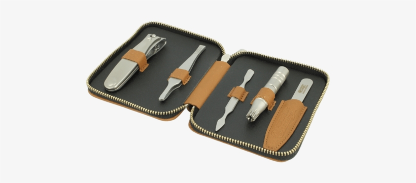 Dovo 5 Piece Manicure Set In Tan Leather Zip Case - Dovo Solingen Grooming Kit: Milano (5pc), transparent png