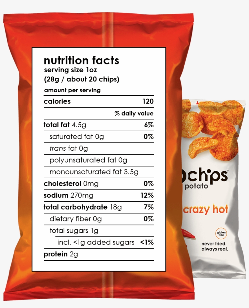 Nutritional Facts 1oz Bag Crazy Hot - Popchips Popped Chip Snack, Potato, Crazy Hot - 5 Oz, transparent png