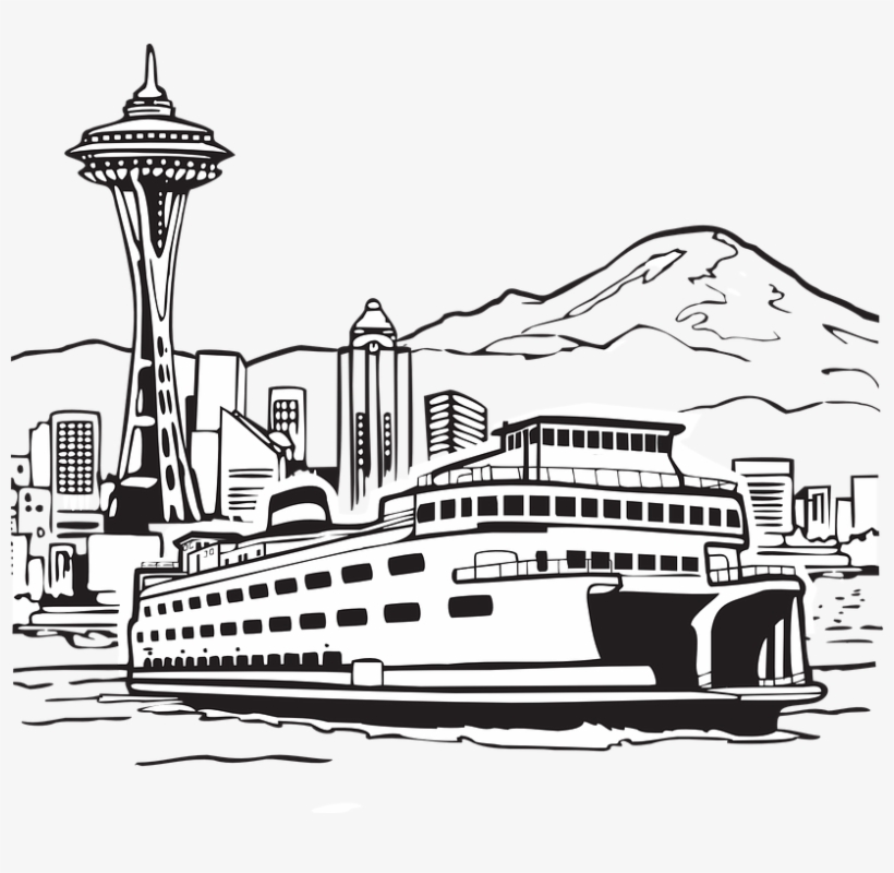 Png Transparent Stock Waterfront Drawing - Seattle Clipart, transparent png
