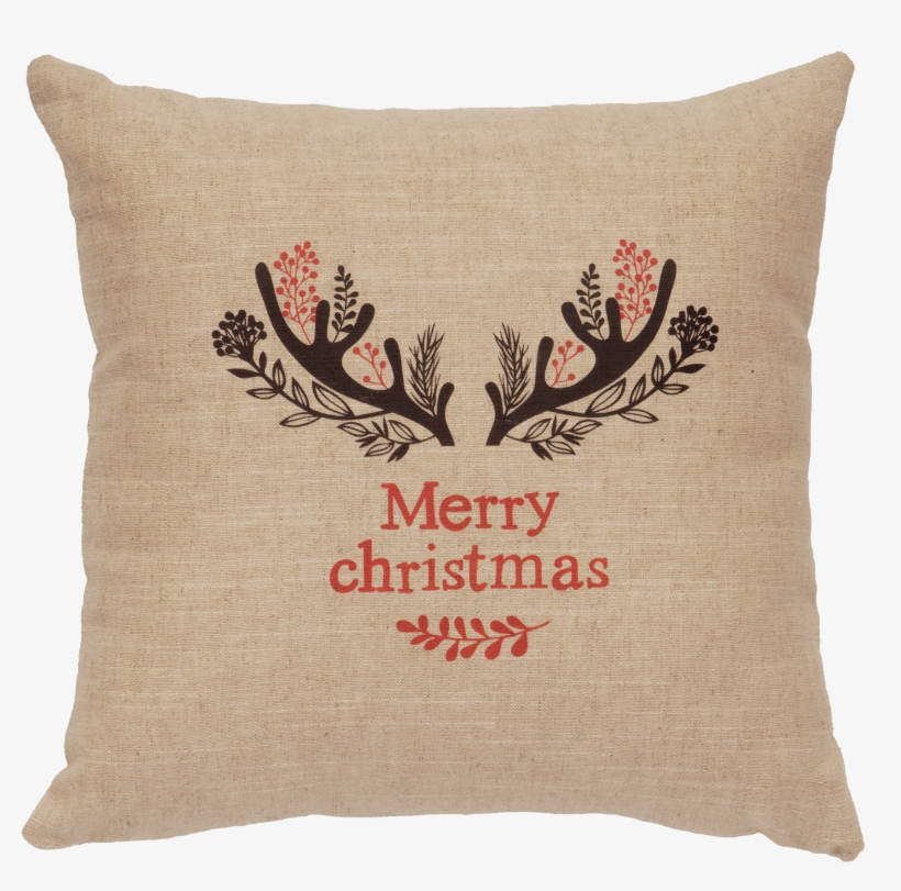 Christmas Antlers Linen Pillow - Xmas Antlers Linen Throw Pillow Wooded River, transparent png