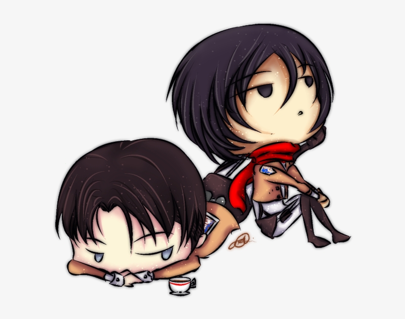 “ Tiny Mikasa And Levi With A Transparent Background - Cartoon, transparent png