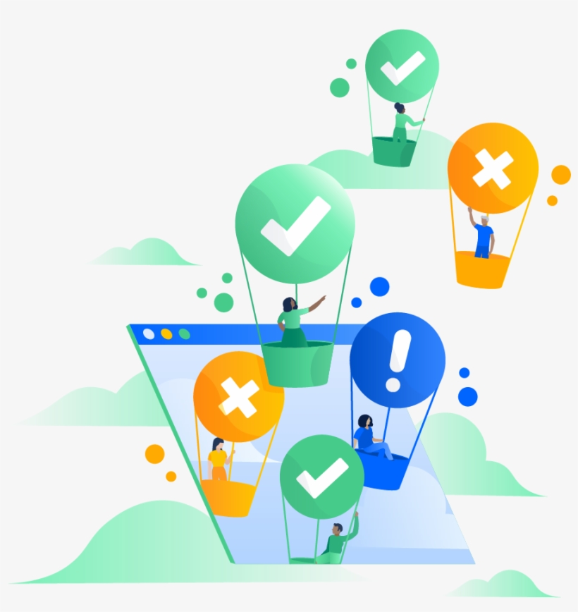 Hot Air Balloons With Different Status Icons I, transparent png