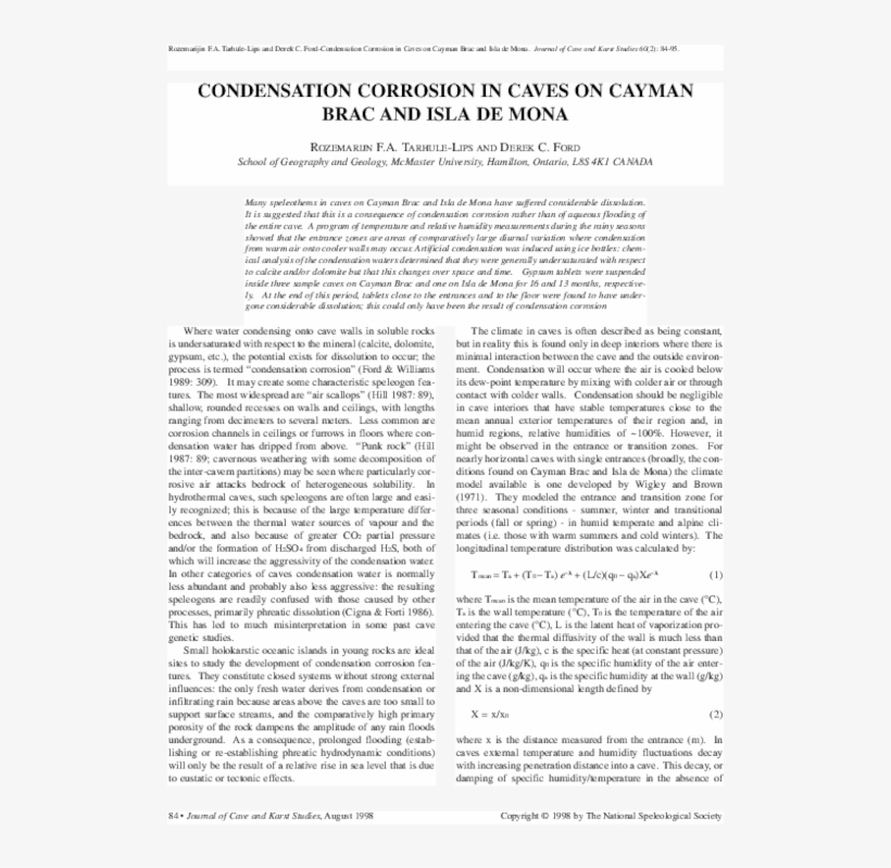 Condensation Corrosion In Caves On Cayman Brac And - Spells, transparent png