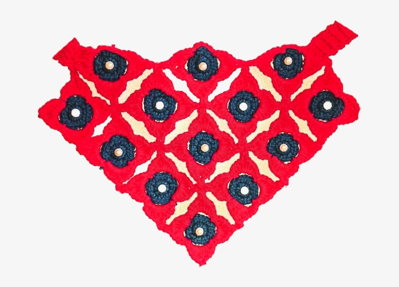 Red And Blue Floral Crochet Bandana - Motif, transparent png